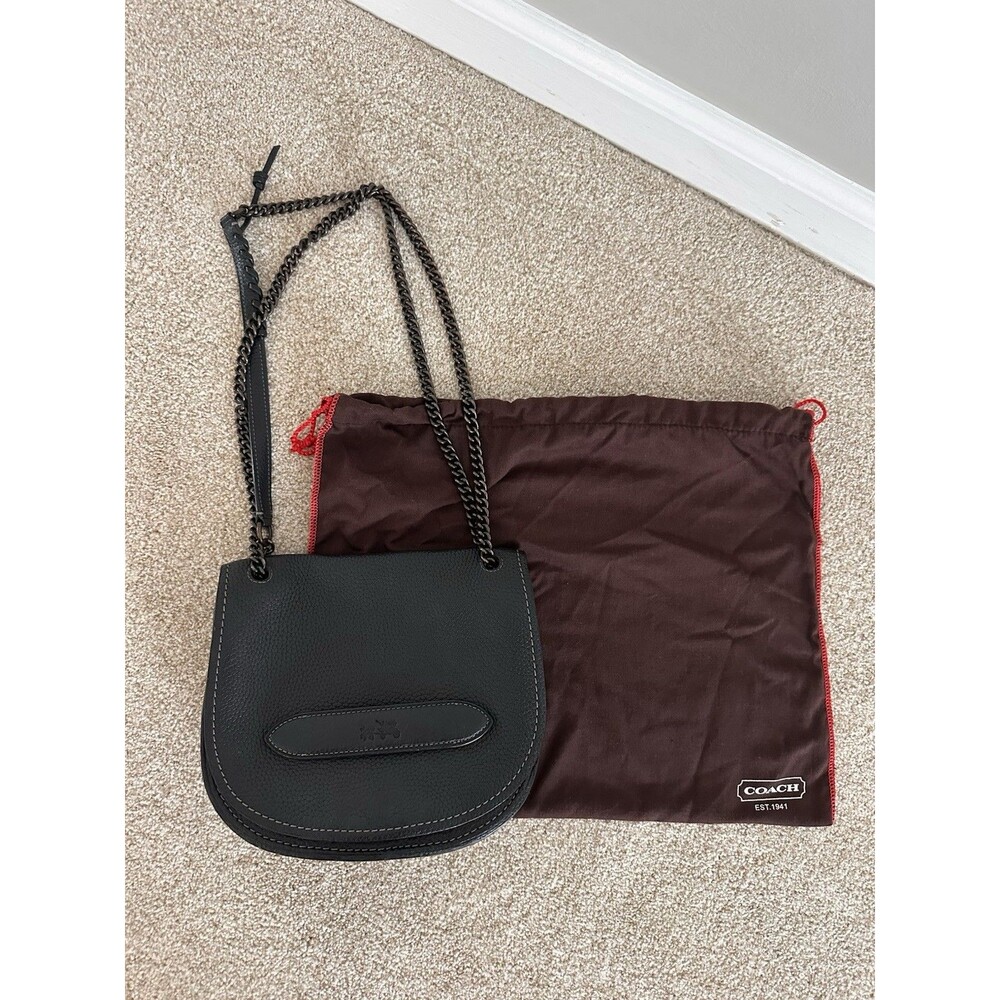 Coach 37000 Black Pebbled Leather Shadow Saddle Bag Crossbody Purse w/ Dust Bag